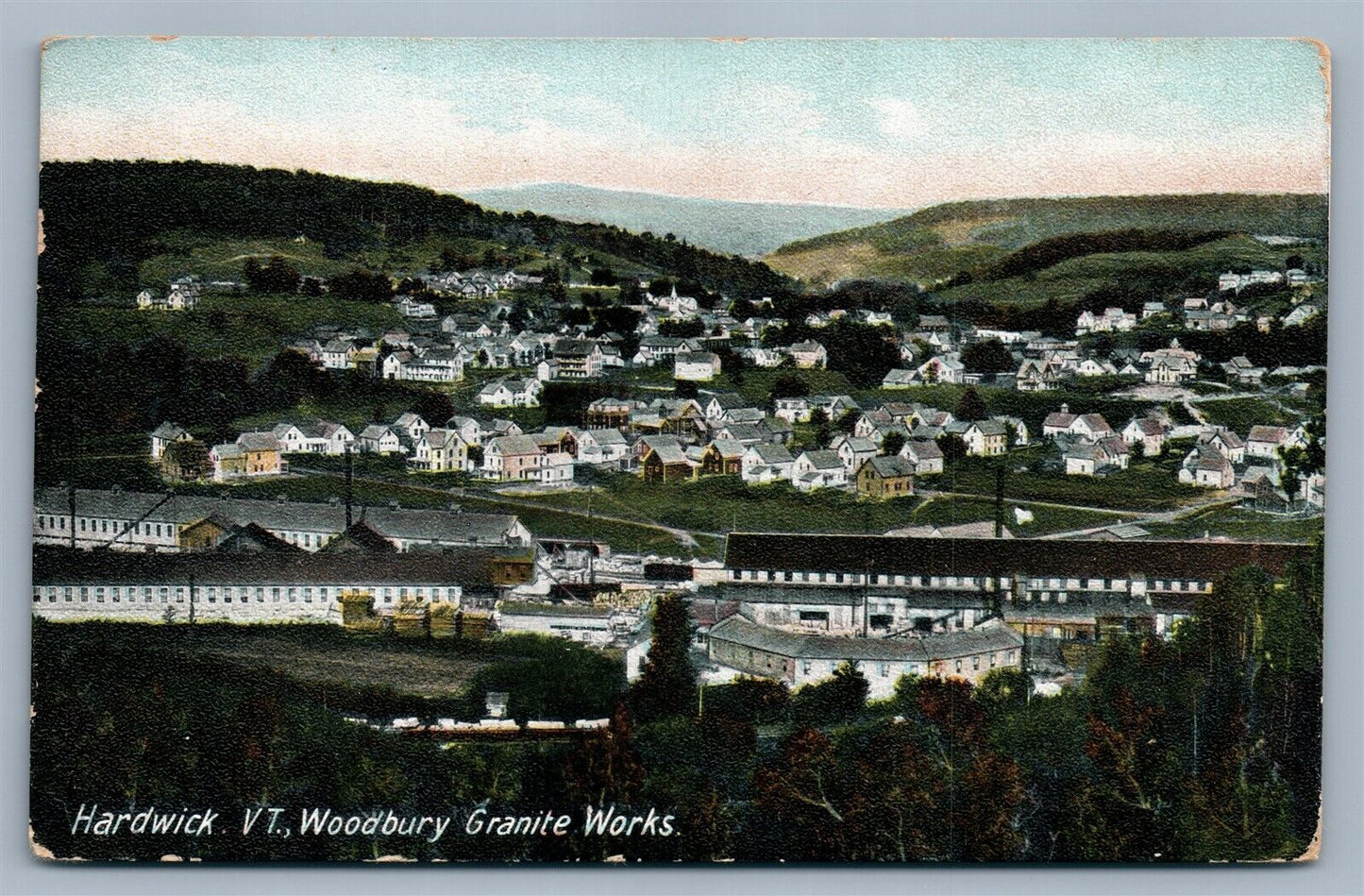HARDWICK VT WOODBURY GRANITE WORKS ANTIQUE POSTCARD