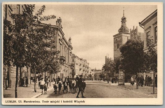 LUBLIN POLAND UL. NARUTOWITCZA TEATR ANTIQUE POSTCARD