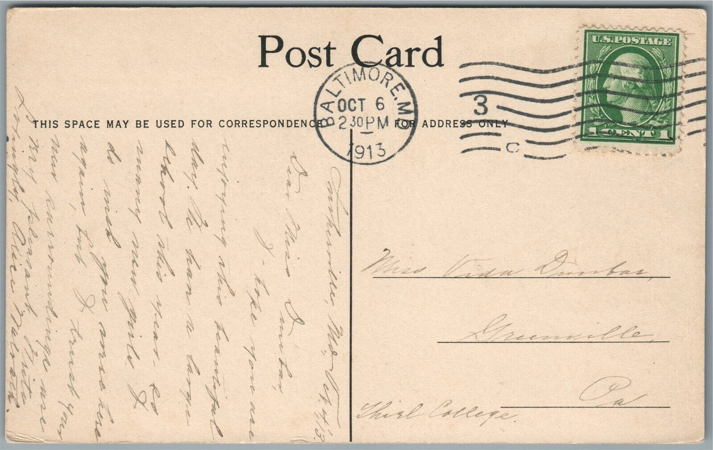 LUTHERVILLE MD MARYLAND COLLEGE FOR WOMEN ANTIQUE POSTCARD