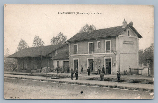 FRANCE RIMAUCOURT HTE-MARNE LA GARE RAILROAD STATION ANTIQUE POSTCARD railway