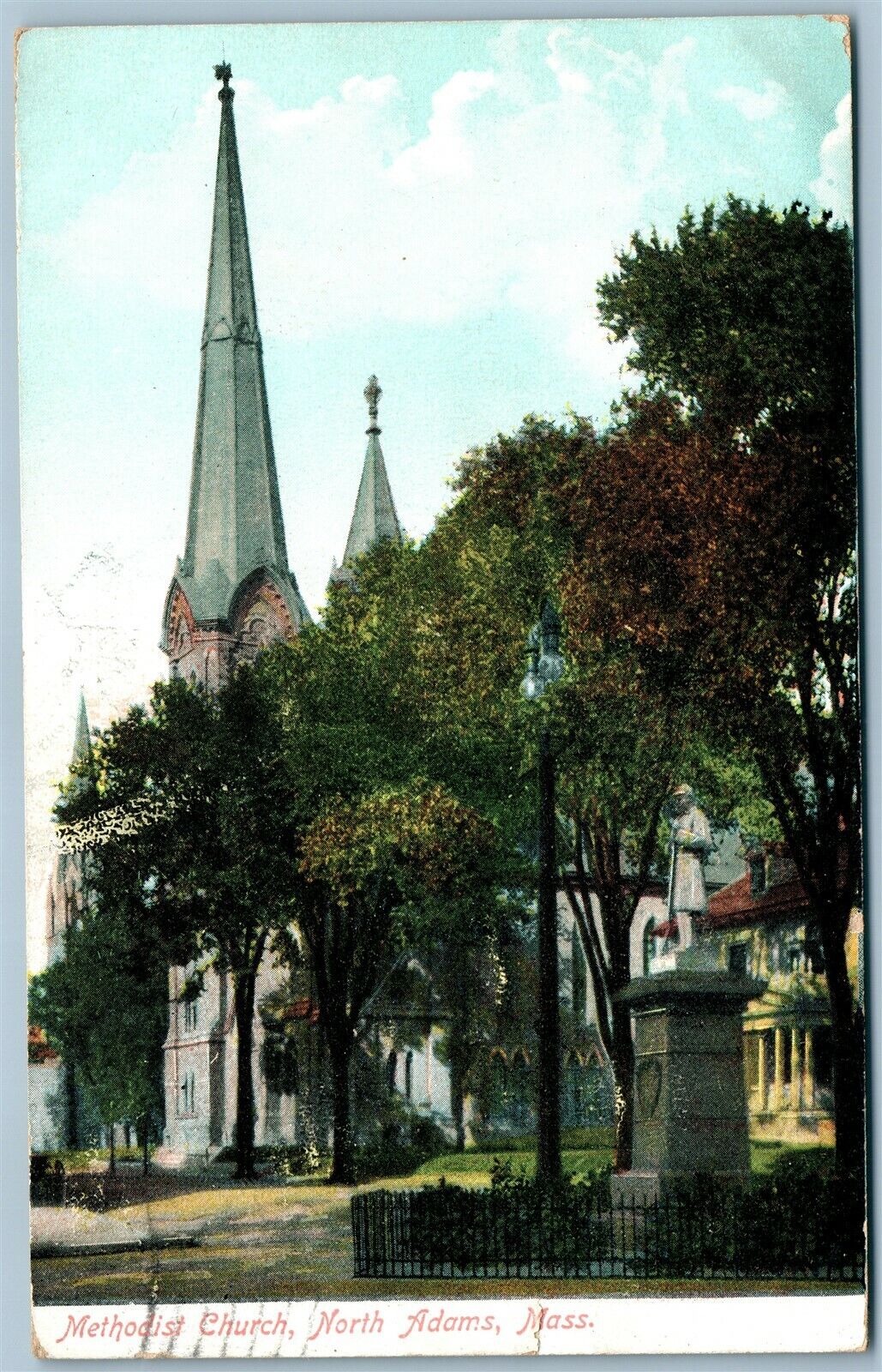 NORTH ADAMS MA METHODIST CHURCH ANTIQUE POSTCARD