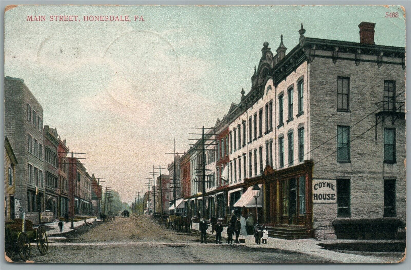HONESDALE PA MAIN STREET ANTIQUE POSTCARD