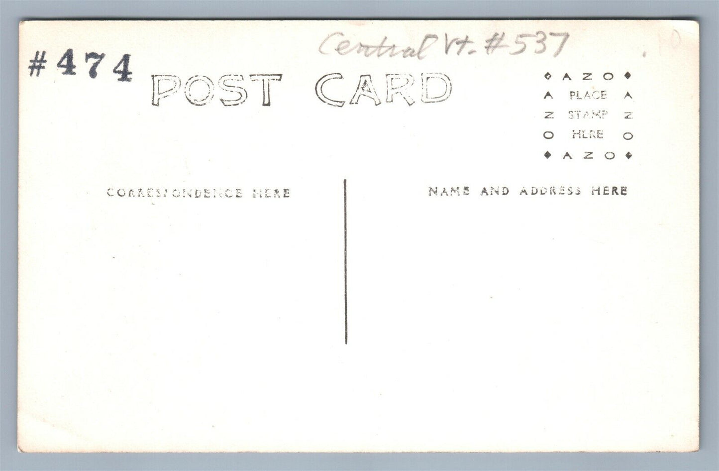 CENTRAL VT. 537 TRAIN RAILROAD ANTIQUE POSTCARD railway