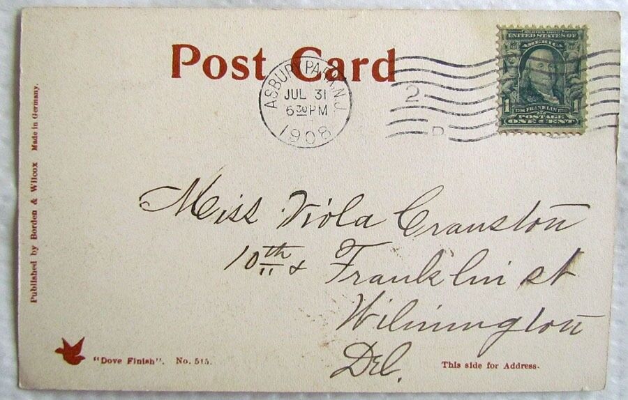 SUN BATH & BATHING ASBURY PARK N.J. ANTIQUE 1908 POSTCARD