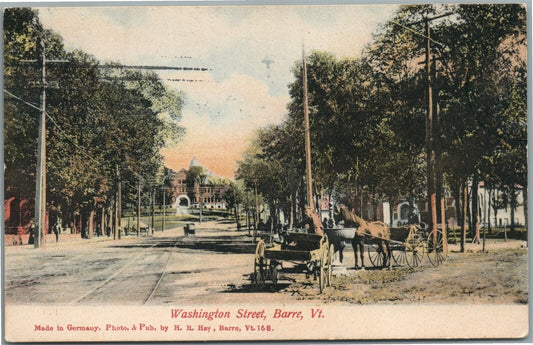 BARRE VT WASHINGTON STREET ANTIQUE POSTCARD