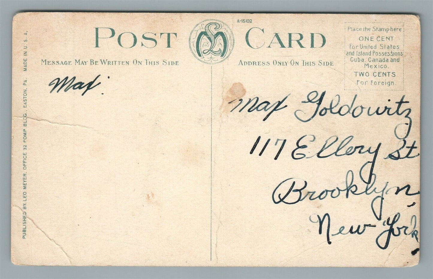 EASTON PA NORTH FOURTH STREET ANTIQUE POSTCARD