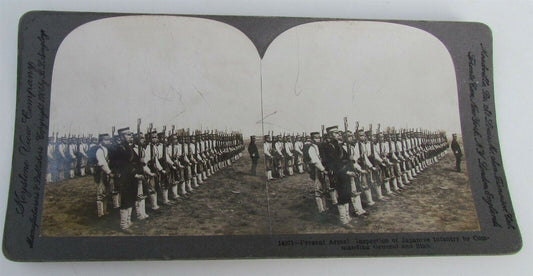 INSPECTION OF APANESE INFANTRY STEREOVIEW PHOTO RUSSIA JAPAN WAR