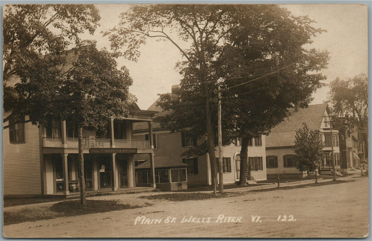 WELLS RIVER VT MAIN STREET ANTIQUE REAL PHOTO POSTCARD RPPC