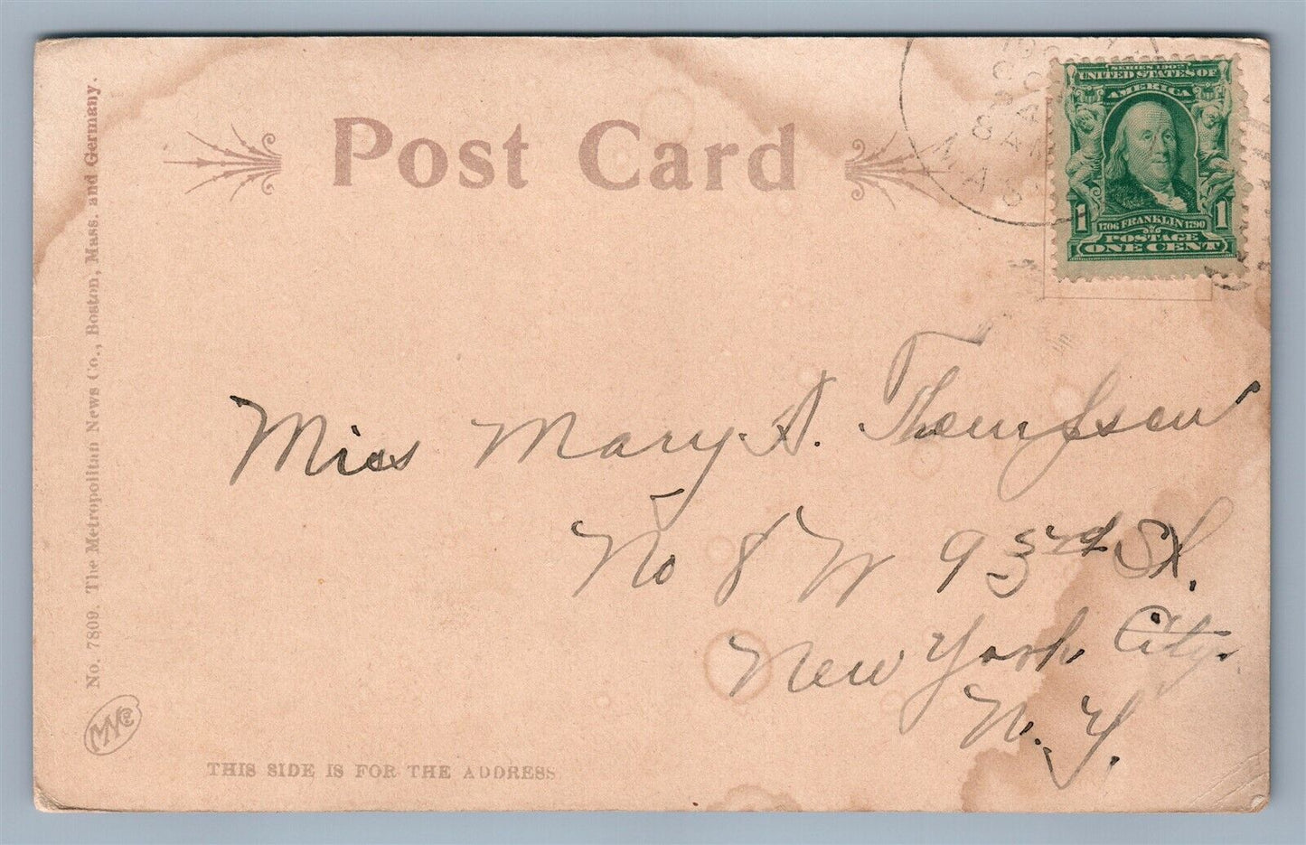 BEVERLY MA CABOT STREET ANTIQUE UNDIVIDED POSTCARD