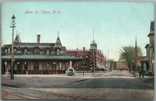 TILTON NH MAIN STREET ANTIQUE POSTCARD