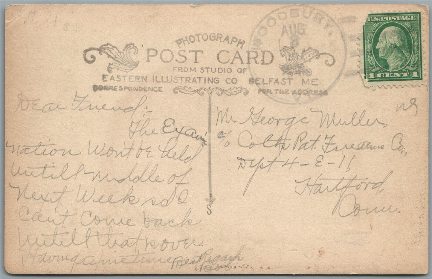 WOODBURY VT MAIN STREET ANTIQUE REAL PHOTO POSTCARD RPPC