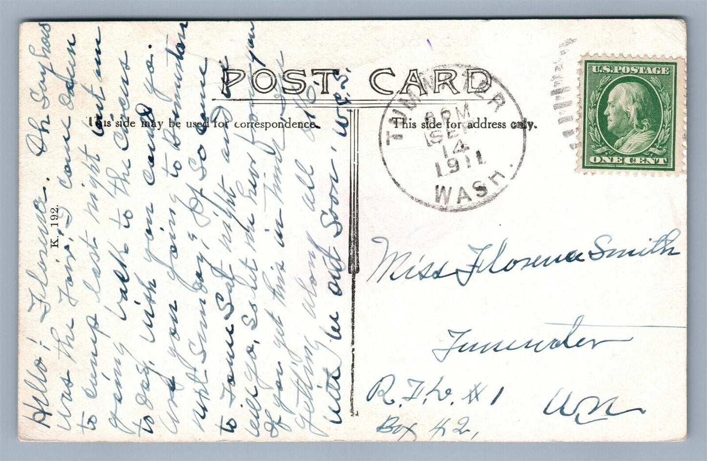 ROCHESTER WA EXAGGERATED RABBITS HUNTING 1911 ANTIQUE POSTCARD