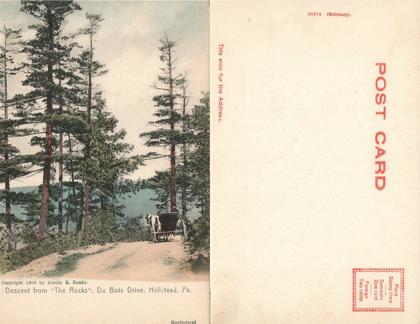 HALLSTEAD PA DU BOIS DRIVE UNDIVIDED ANTIQUE POSTCARD