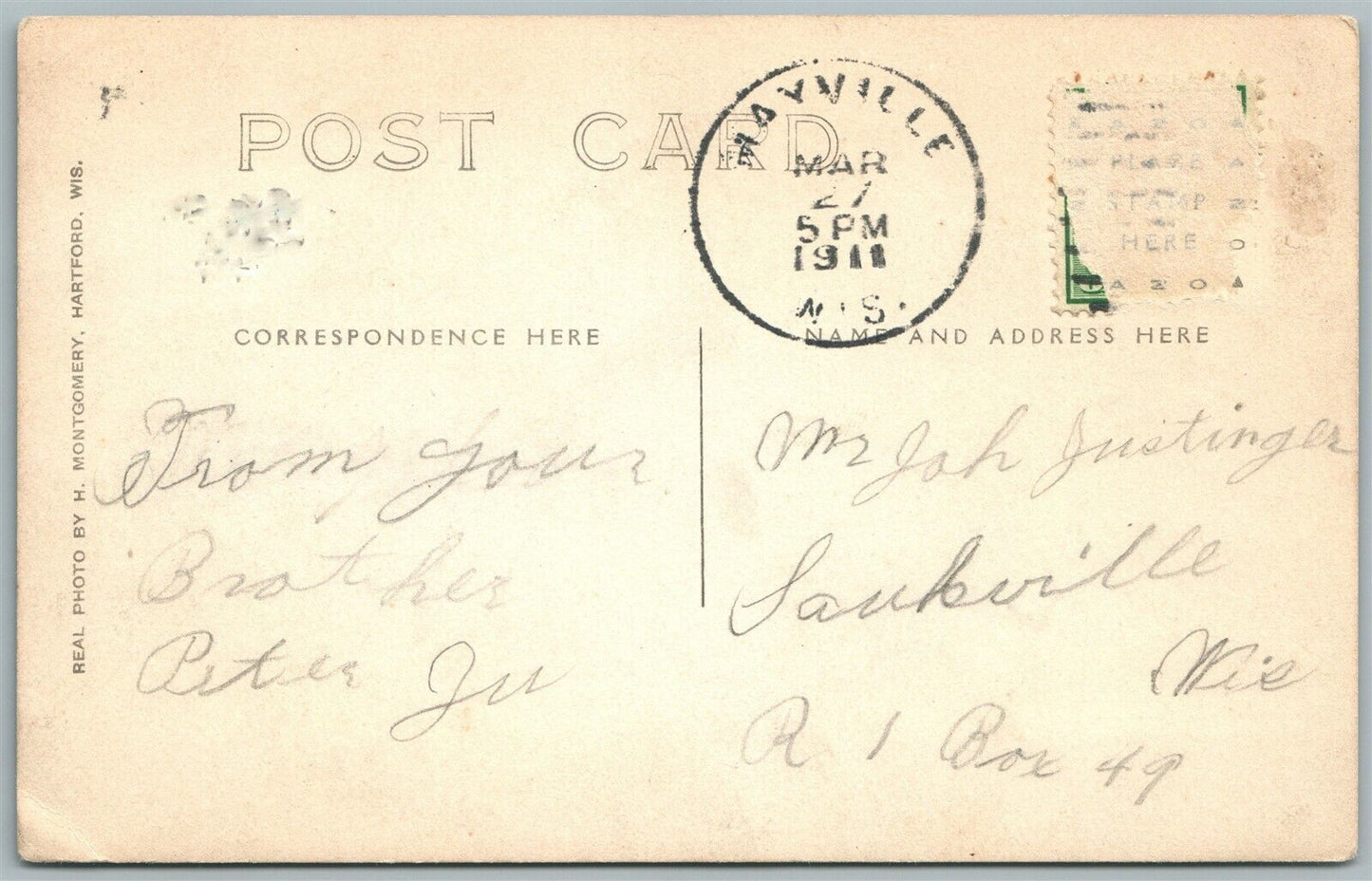 STEAMERS ROCK RIVER MAYVILLE WIS. ANTIQUE REAL PHOTO POSTCARD RPPC PHOTOMONTAGE