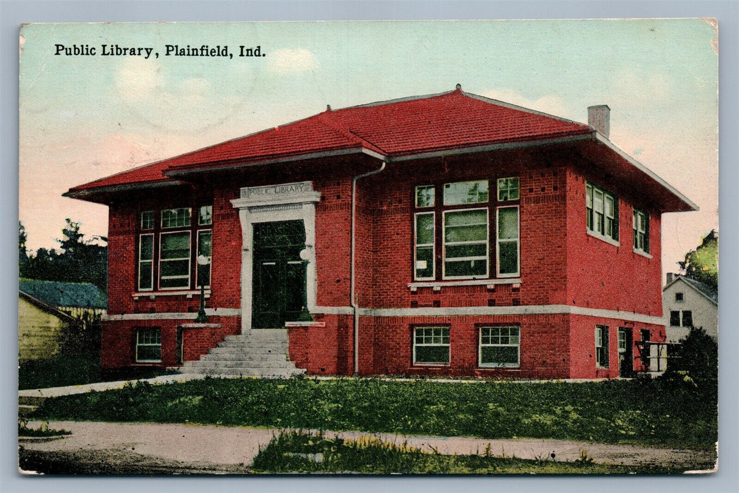 PLAINFIELD IND PUBLIC LIBRARY ANTIQUE POSTCARD