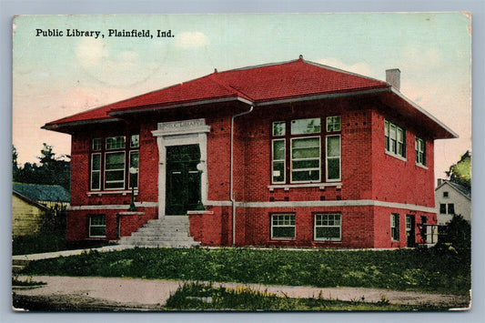 PLAINFIELD IND PUBLIC LIBRARY ANTIQUE POSTCARD