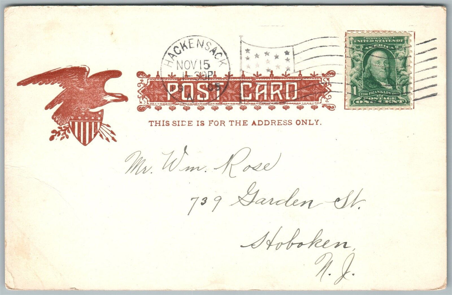 HACKENSACK NJ FIRST PRESBYTERIAN CHURCH 1905 UNDIVIDED ANTIQUE POSTCARD