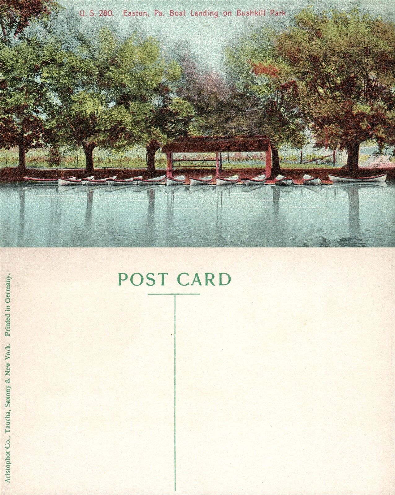 EASTON PA BUSHKILL PARK BOAT LANDING ANTIQUE POSTCARD