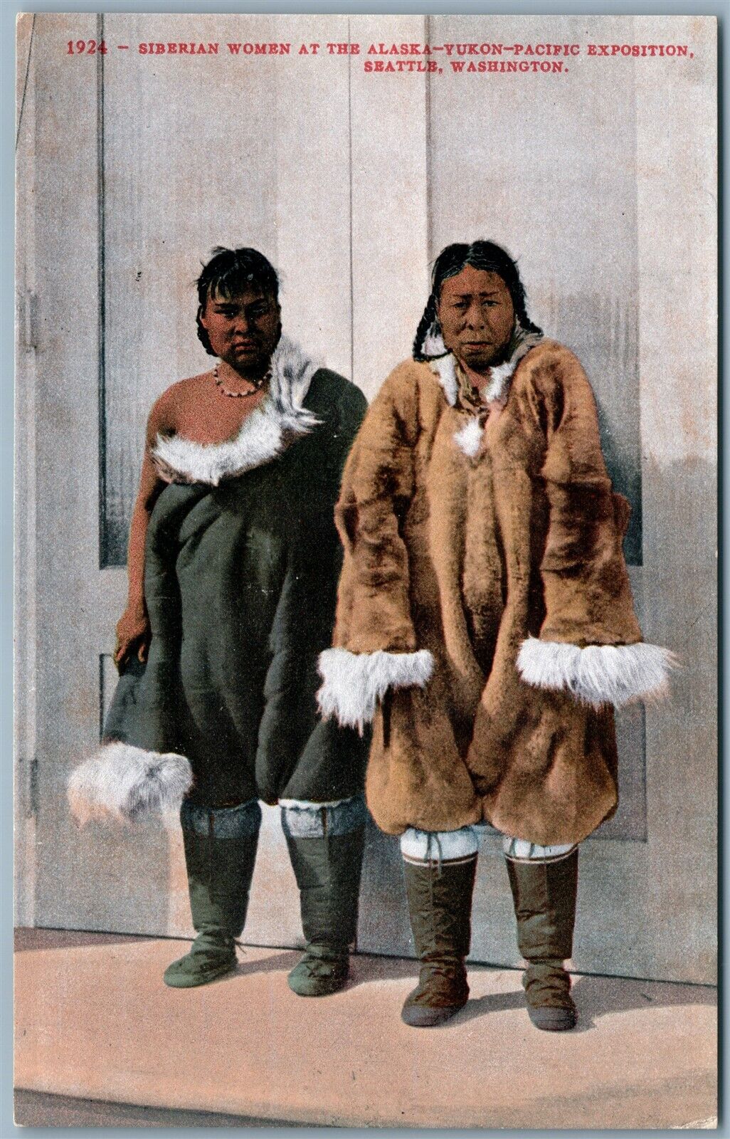 SIBERIAN WOMEN AT ALASKA YUKON PACIFIC EXPOSITION SEATTLE WA ANTIQUE POSTCARD