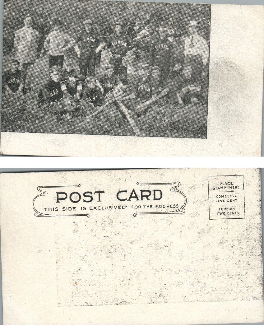 ANTIQUE UNDIVIDED POSTCARD BASEBALL TEAM CLINTON N.J.