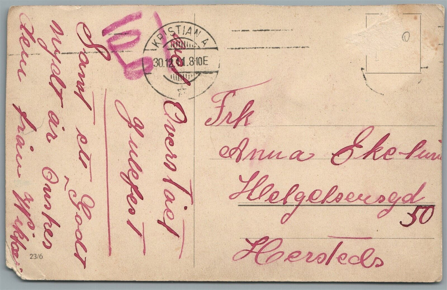 LADY w/ CHRISTMAS GIFTS ANTIQUE POSTCARD