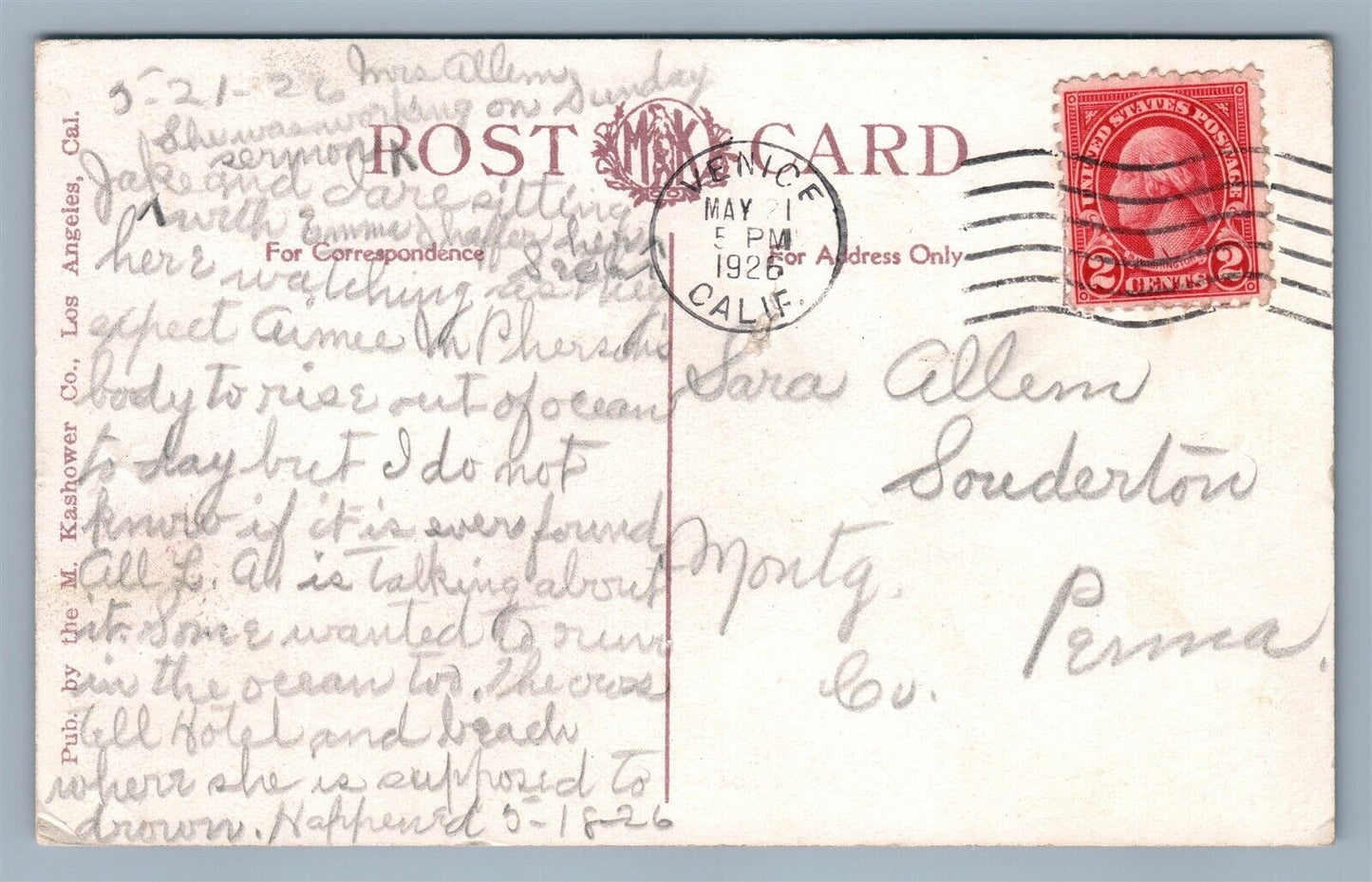 OCEAN PARK CA ENTRANCE TO BATH HOUSE ANTIQUE POSTCARD