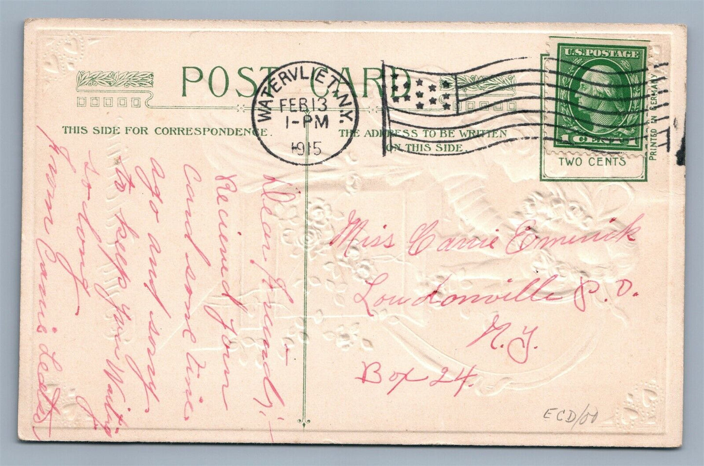 TO MY VALENTINE 1913 EMBOSSED ANTIQUE POSTCARD by JOHN WINSCH GIRL w/ CUPID