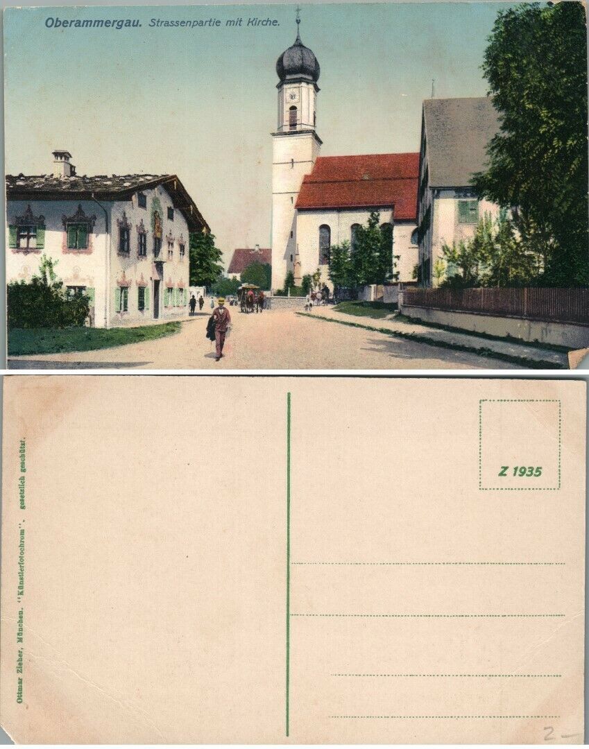 OBERAMMERGAU GERMANY ANTIQUE POSTCARD street scene