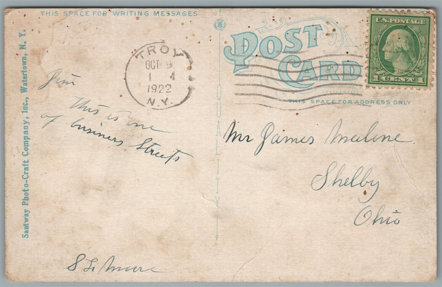 TROY NY FULTON & RIVER STREETS ANTIQUE POSTCARD