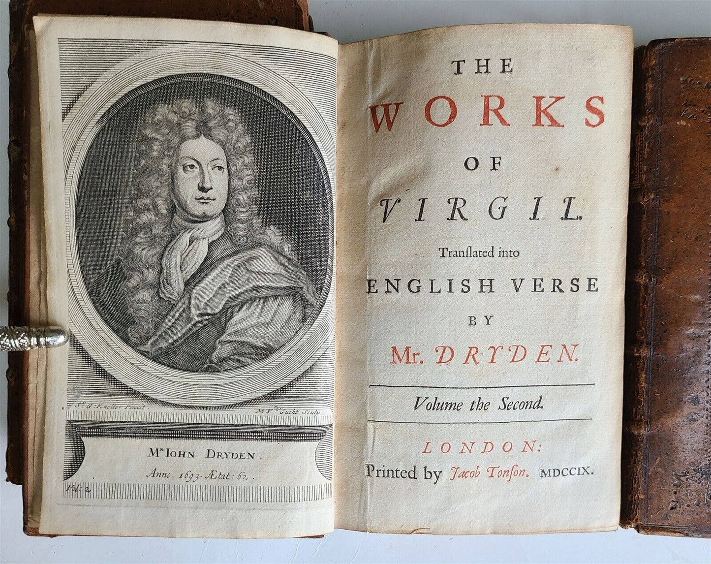 1719 WORKS of VIRGIL in ENGLISH by DRYDEN 3 VOLUMES antique ILLUSTRATED