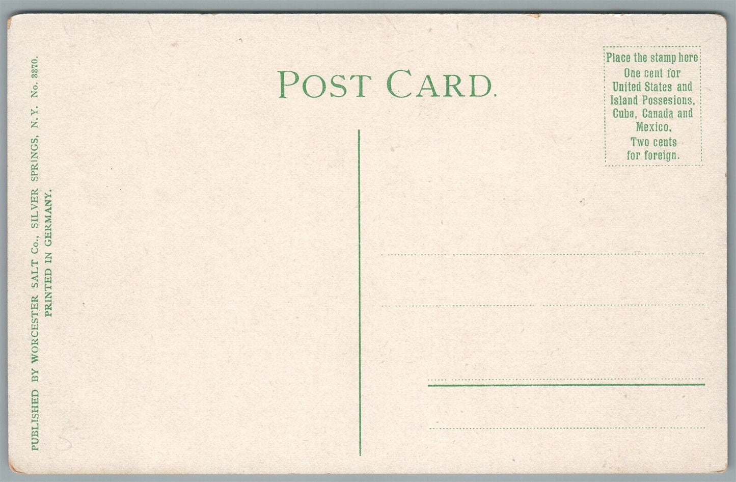 SILVER SPRINGS NY WORCESTER SALT FACTORY ANTIQUE POSTCARD