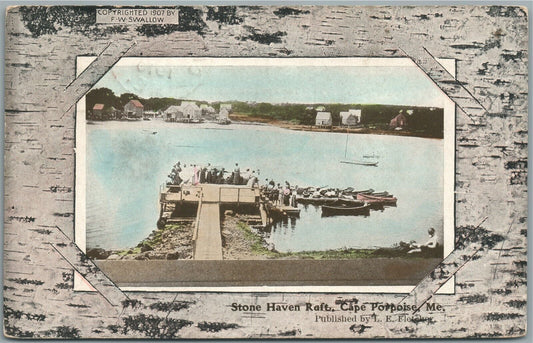 CAPE PORPOISE ME STONE HAVEN RAFT ANTIQUE POSTCARD