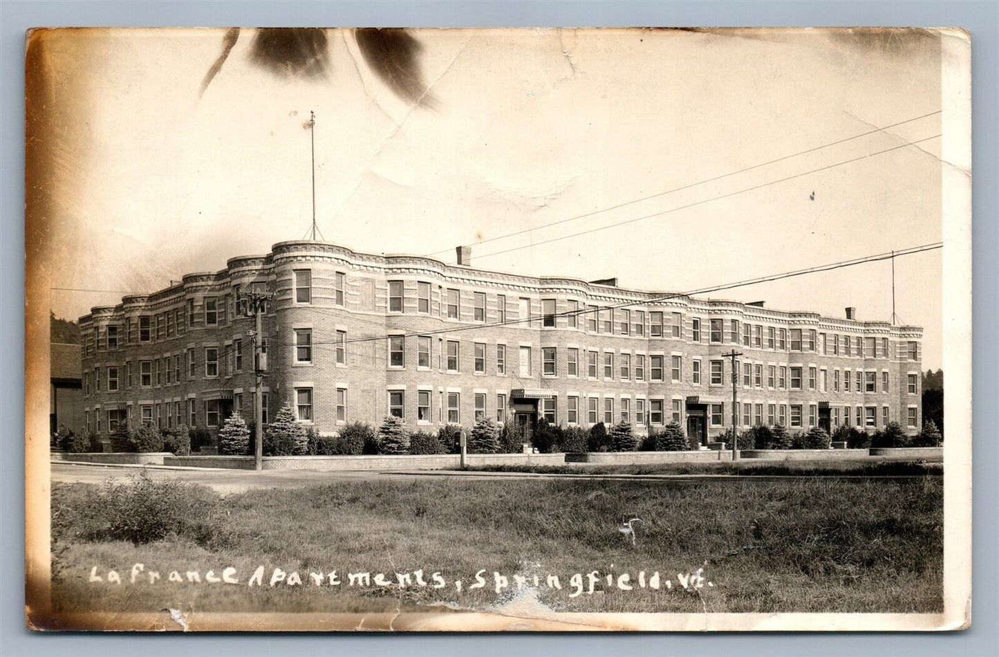 SPRINGFIELD VT LA FRANCE APARTMENTS ANTIQUE REAL PHOTO POSTCARD RPPC