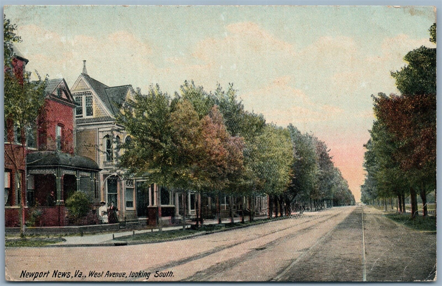 NEWPORT NEWS VA WEST AVENUE 1911 ANTIQUE POSTCARD