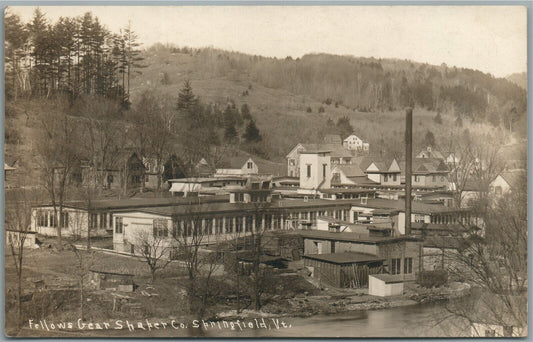 SPRINGFILED VT FELLOWS GEAR SHAPER CO. ANTIQUE REAL PHOTO POSTCARD RPPC
