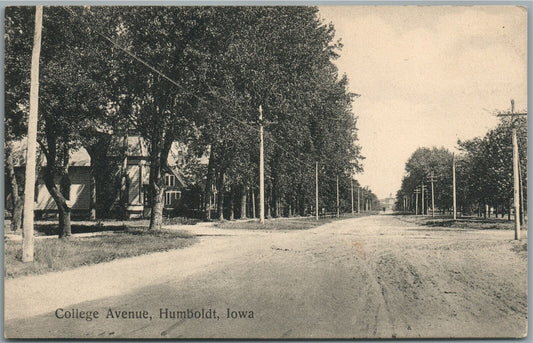 HUMBOLDT IA COLLEGE AVENUE ANTIQUE POSTCARD