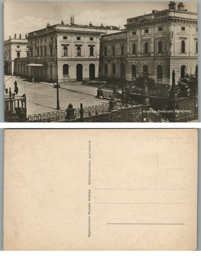 ANTIQUE POLISH RPPC REAL PHOTO POSTCARD DWORZEC KOLEJOWY KRAKOW POLAND