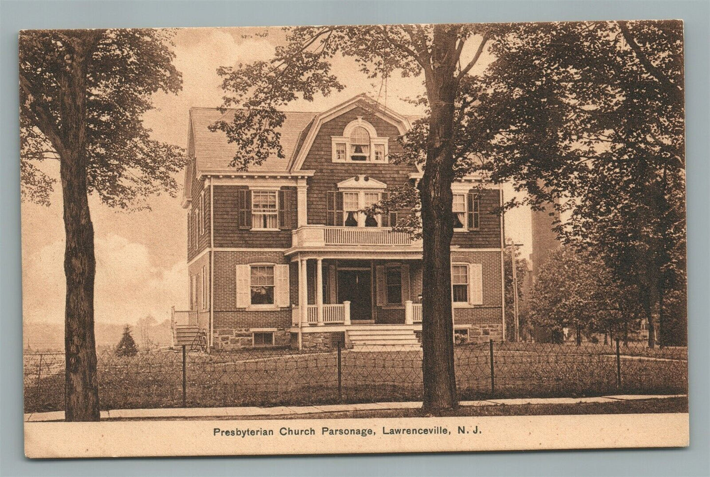 LAWRENCEVILLE NJ PRESBYTERIAN CHURCH PARSONAGE ANTIQUE POSTCARD