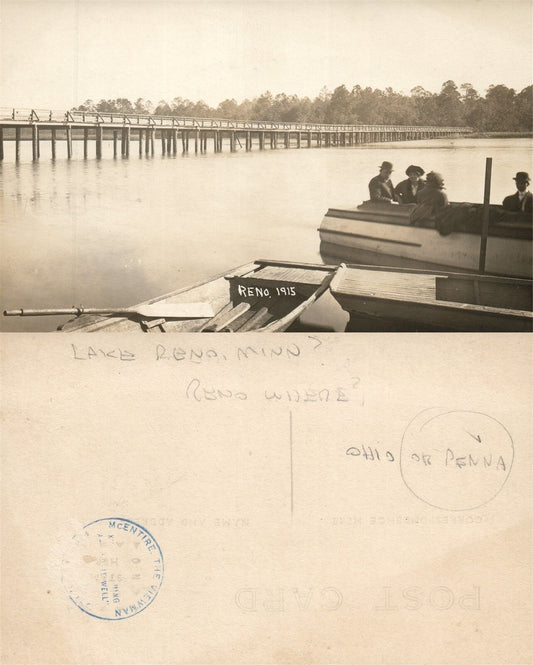LAKE RENO MN 1915 ANTIQUE REAL PHOTO POSTCARD RPPC