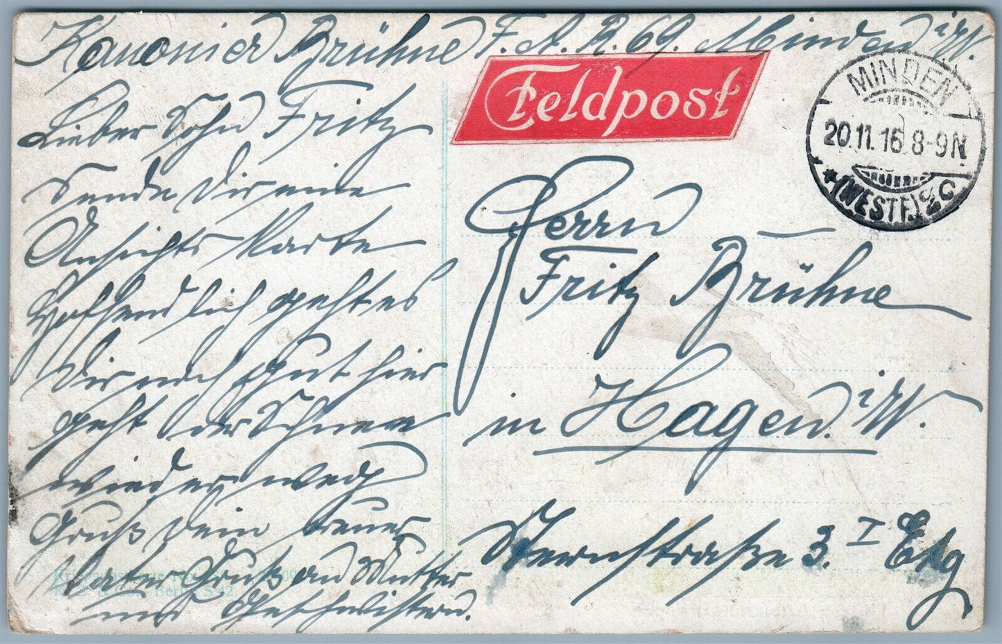 GERMAN WWI 1916 MILITARY FELDPOST ANTIQUE POSTCARD MITTAGSRAST IM WALDE