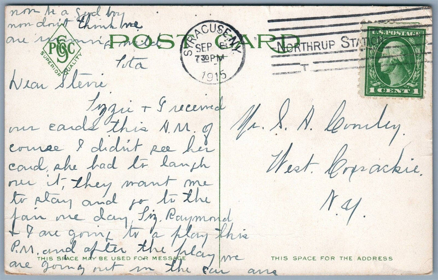 SYRACUSE NY SOUTH SALINA STREET 1915 ANTIQUE POSTCARD