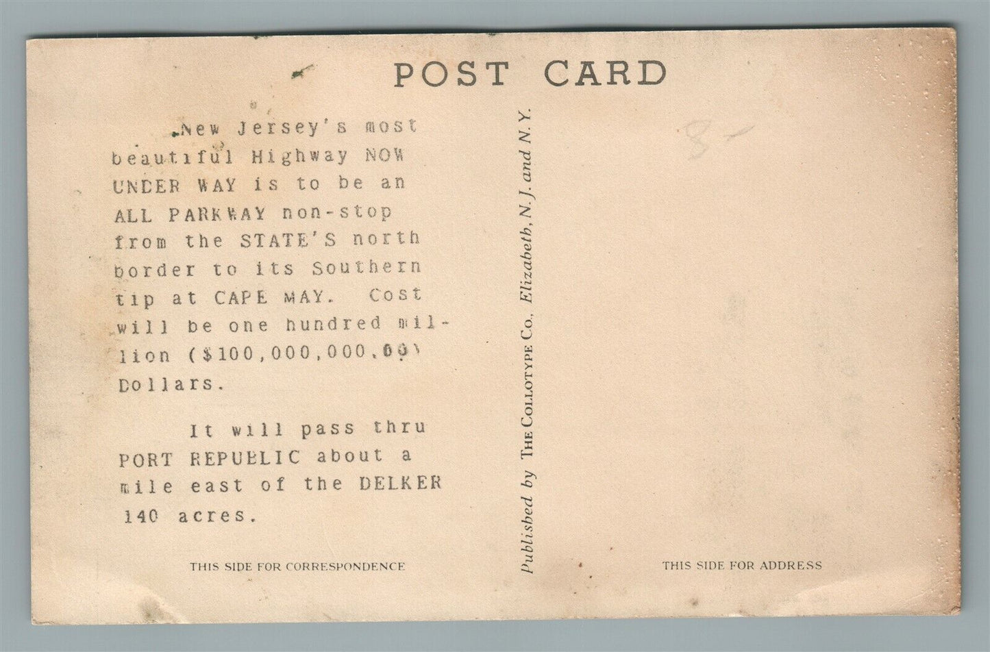 PORT REPUBLIC NJ HISTORIC MANSION VINTAGE POSTCARD