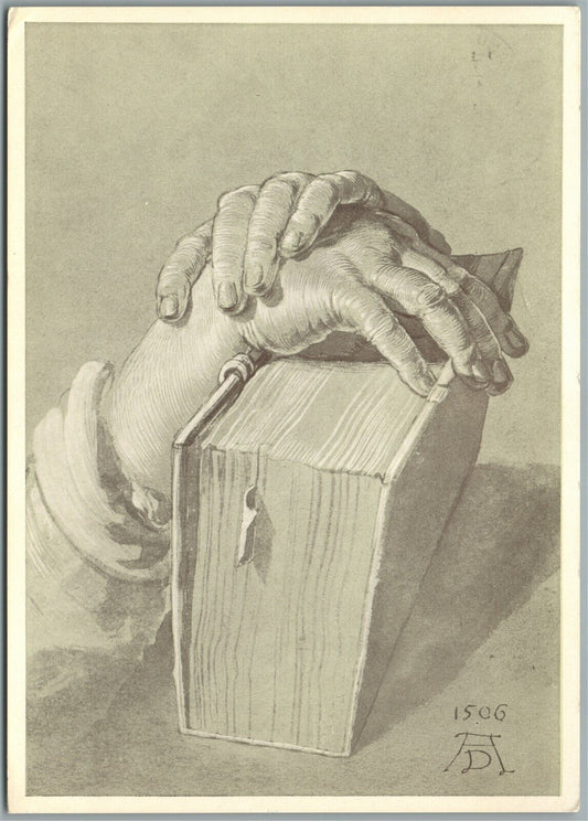 STUDY on HANDS w/ BIBLE by ALBRECHT DURER VINTAGE POSTCARD