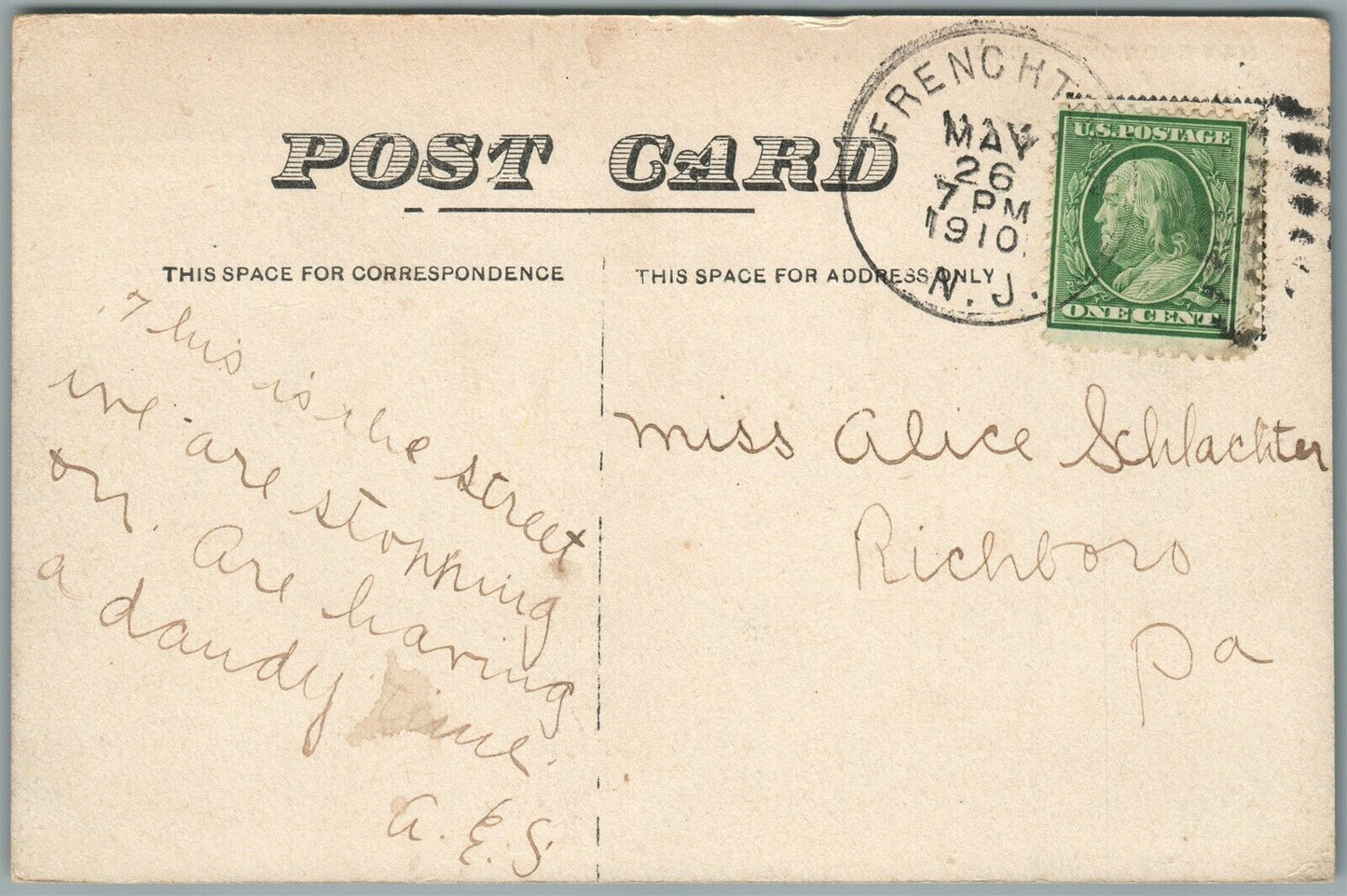 FRENCHTOWN NJ HARRISON STREET ANTIQUE POSTCARD