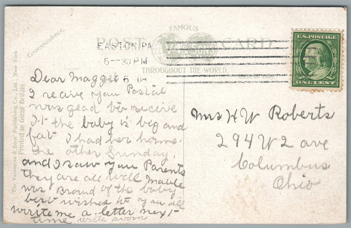 EASTON PA COURT HOUSE & JAIL WALNUT AVENUE ANTIQUE POSTCARD