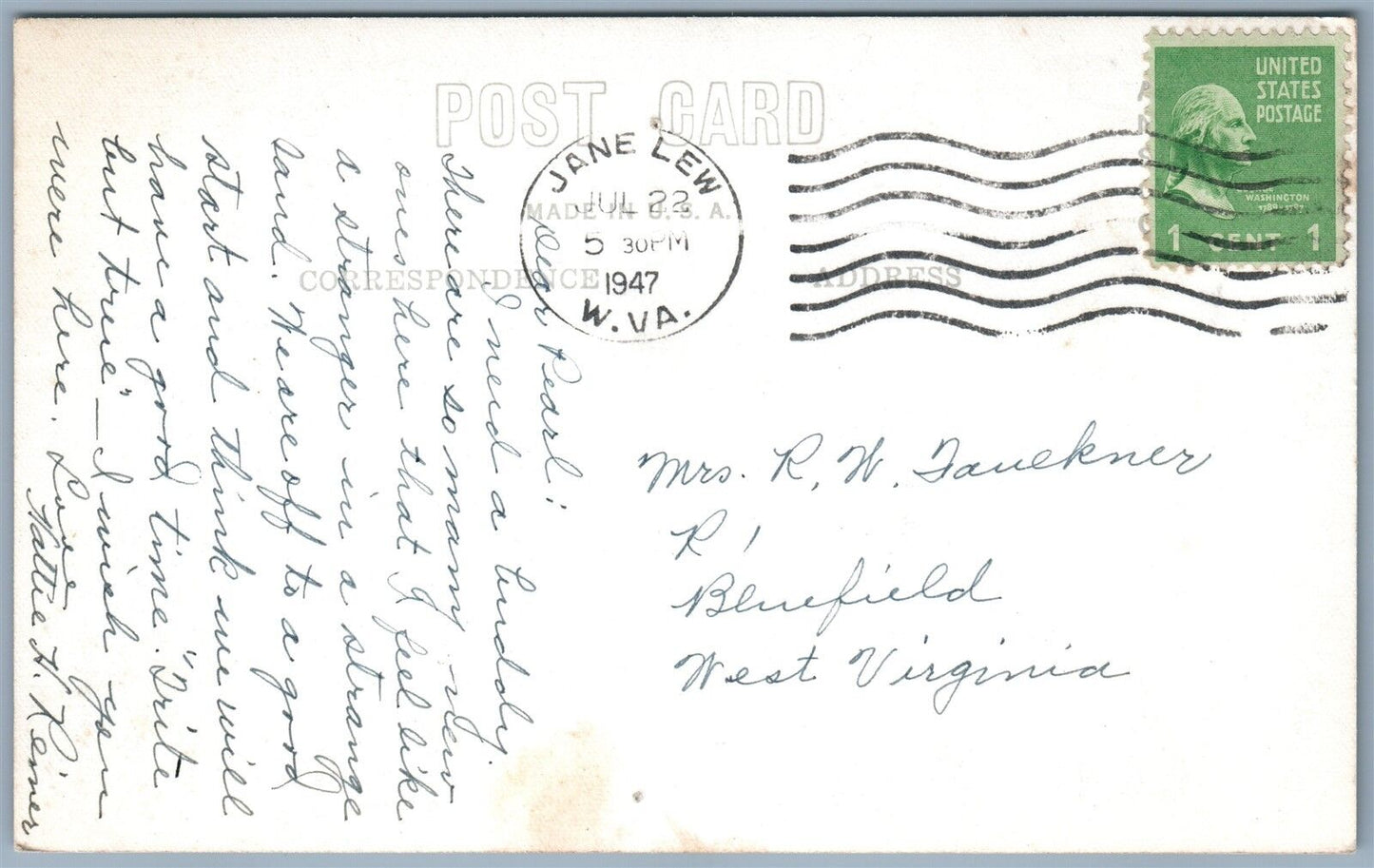 UPSHUR CO. COTTAGE W.V. 1947 VINTAGE REAL PHOTO POSTCARD RPPC