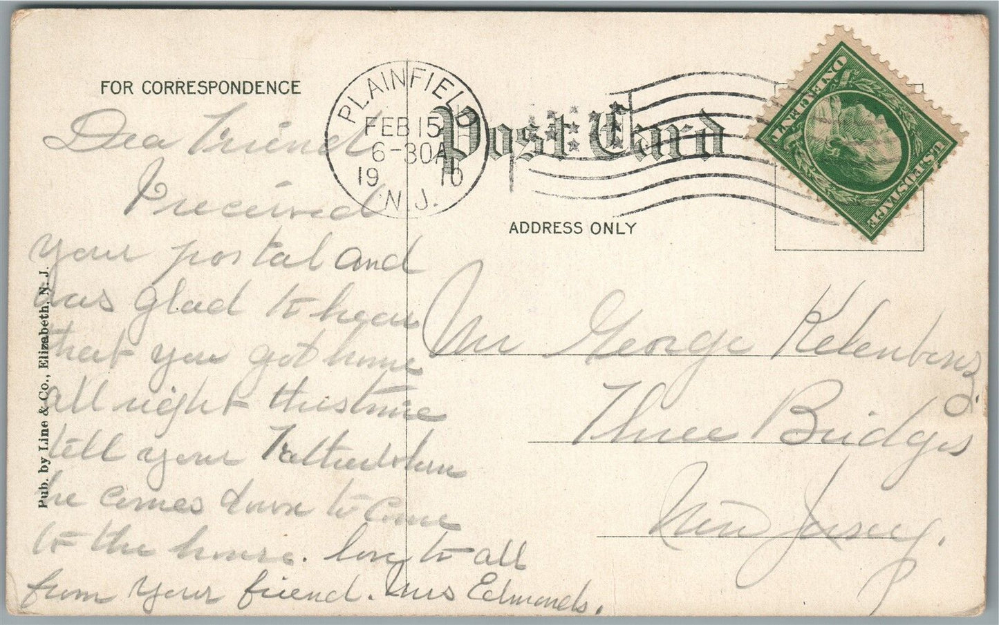 PLAINFIELD NJ POND TOOL WORKS ANTIQUE POSTCARD