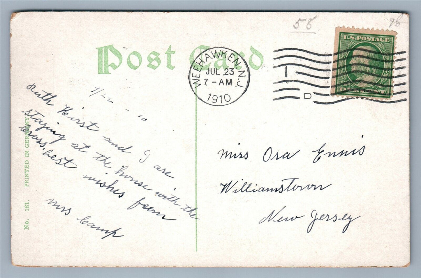 UNION HILL NJ FOURTH STREET ANTIQUE POSTCARD