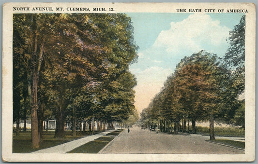 MT.CLEMENS MI NORTH AVENUE ANTIQUE POSTCARD