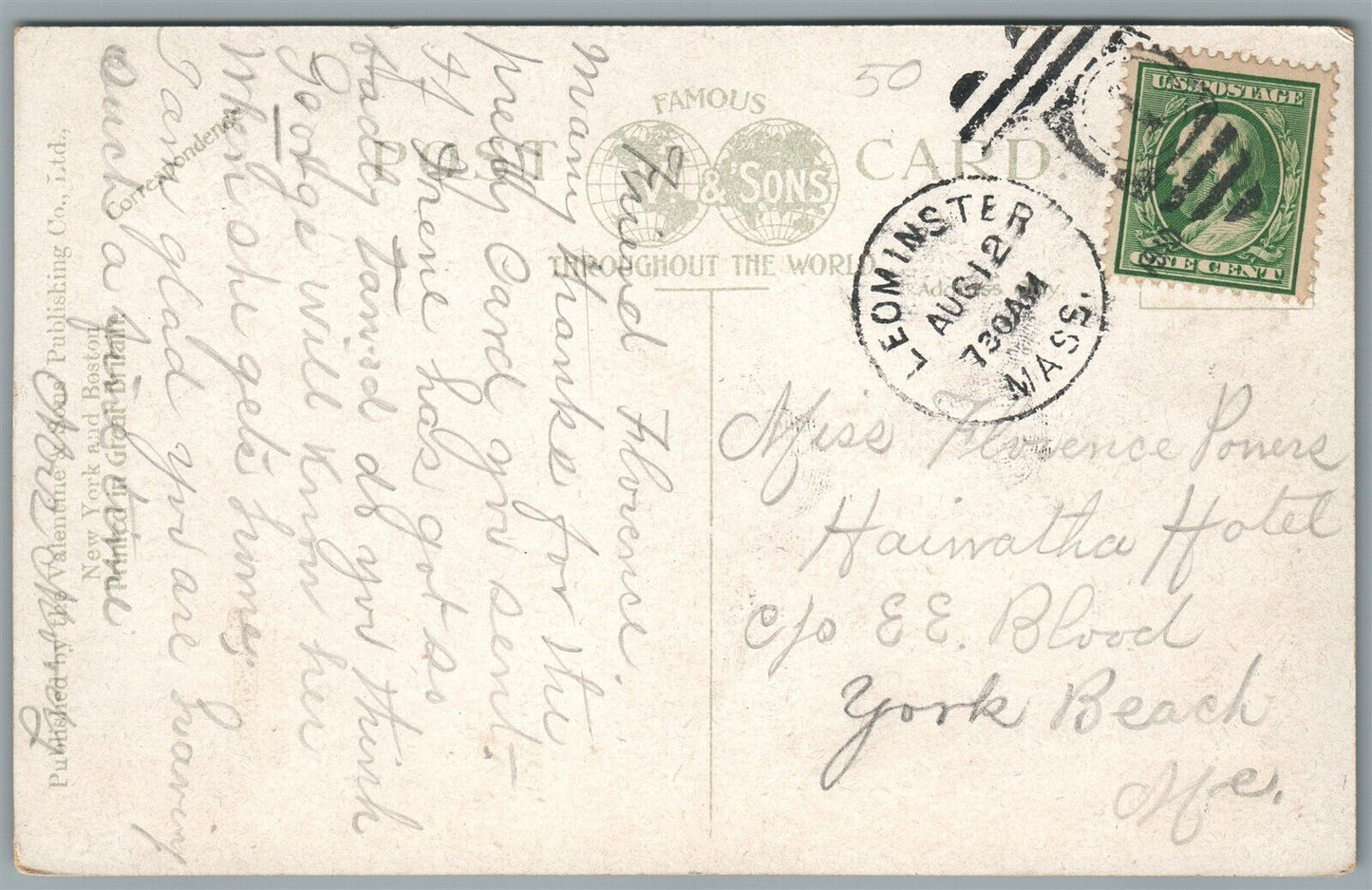 LEOMINSTER MA RAILROAD DEPOT RAILWAY TRAIN STATION ANTIQUE POSTCARD